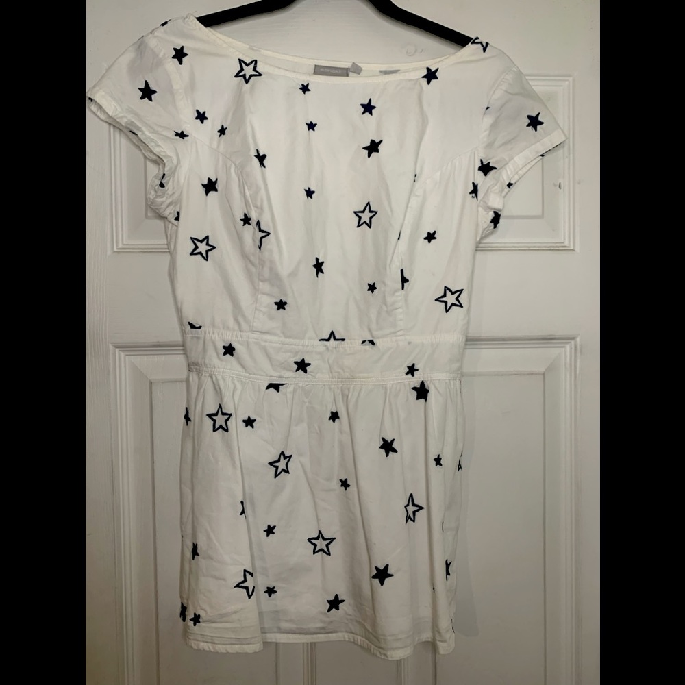 eShakti Patriotic Cap Sleeve Peplum Top, Stars
